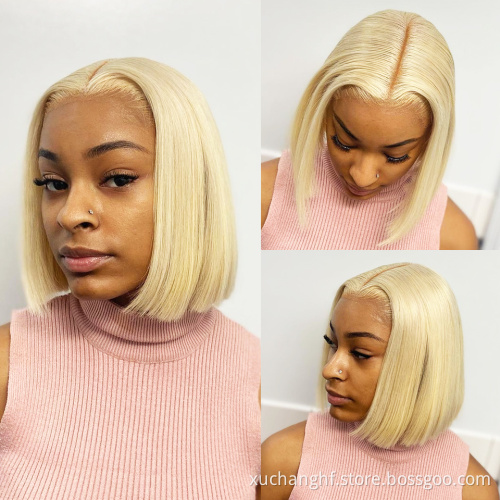 Pink Purple 613 Blue Green Yellow Bob Lace Front Wigs 13x4 Pre Plucked Straight Virgin Brazilian Blonde Colored Wigs Human Hair